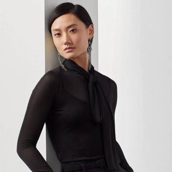 Ralph Lauren Purple Label Mulberry Silk Scarf-neck Sweater - Picture 1 of 16